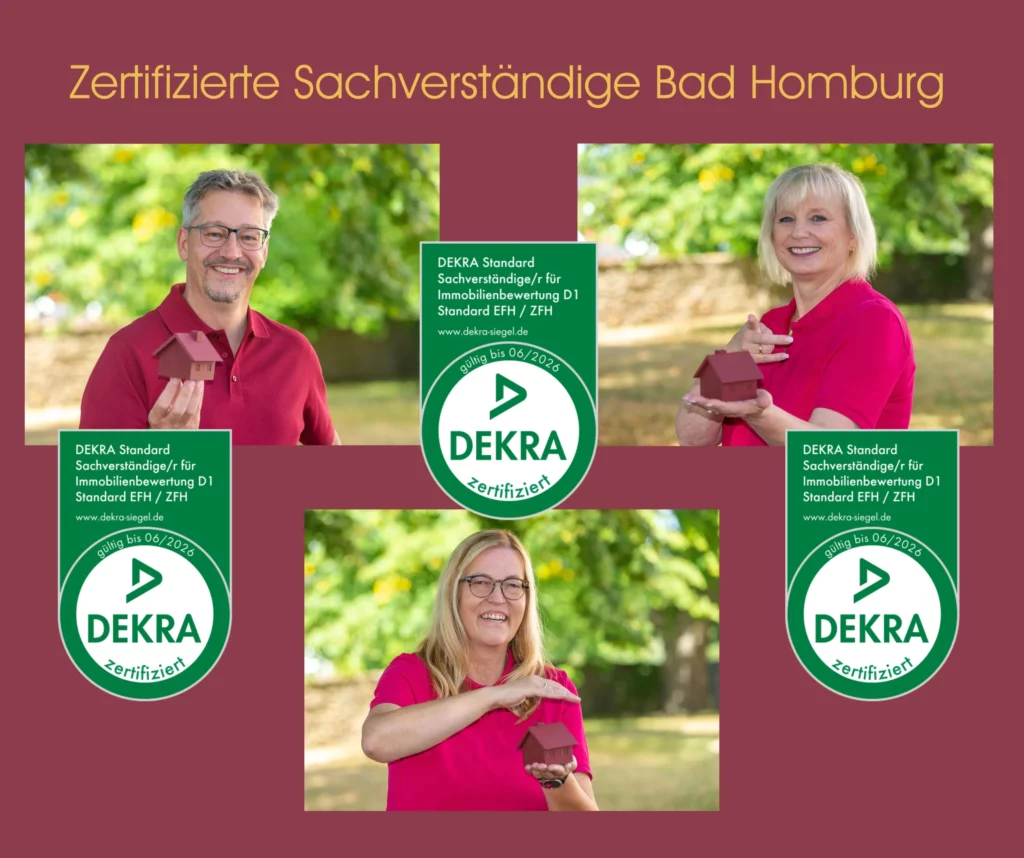 Die drei DEKRA zertifizierten Sachverständigen für Immobilienbewertung (D1) bei VIVAT Immobilien: Markus Kieslich, Bettina Berthes & Kerstin Möller.